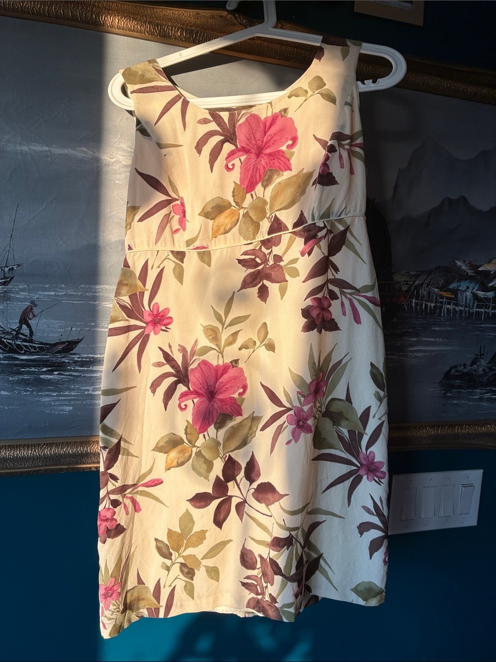 Vintage Due Per Due Petites 100% Silk Floral Sheath Dress